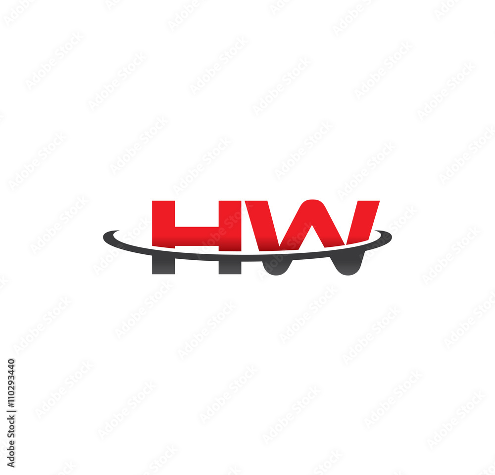 hw alphabet with swoosh grey and red hw alphabet with swoosh grey and red
