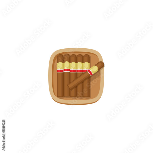 Photography Cigars box with havana cigars vector icon isolated on white background, brown fl