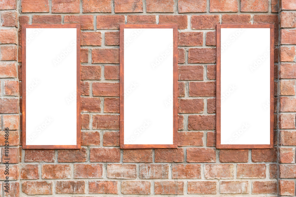 Abstract square red brick wall with white empty space for design