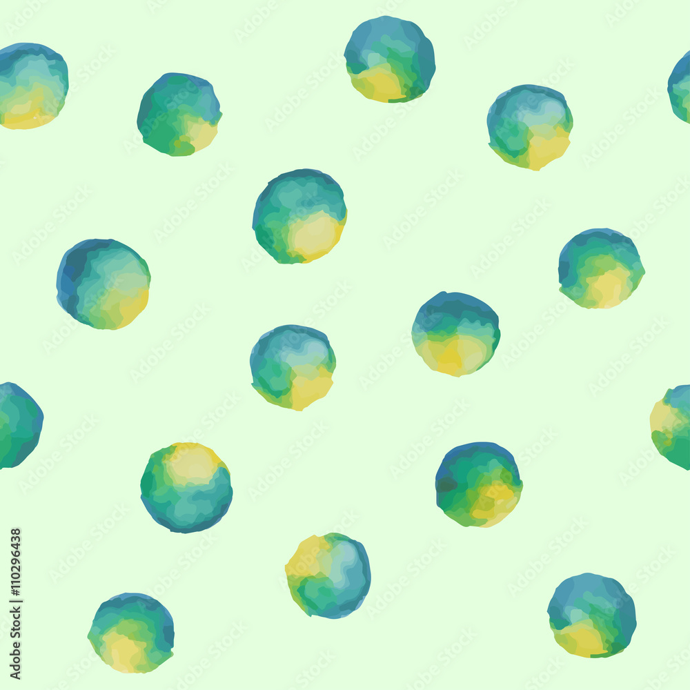 Seamless pattern with painted dots. Blue and yellow