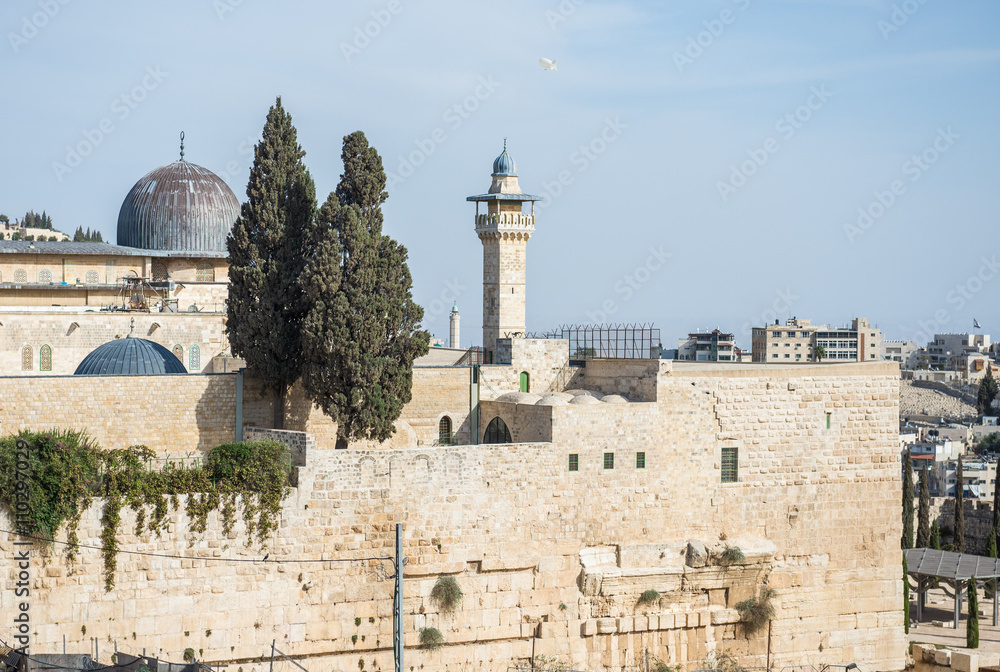 view on Al-Aqsa Mosque in Jerusalem, Israel