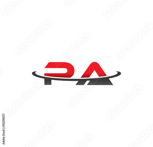 pa alphabet with swoosh grey and red