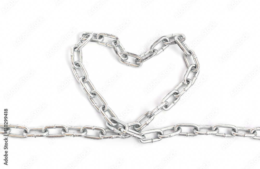 Heart Shape from grunge metal chain on white background Heart Shape from grunge metal chain on white background