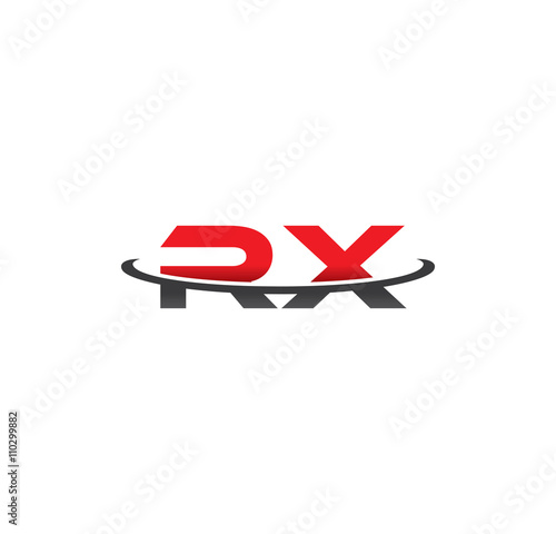 rx alphabet with swoosh grey and red