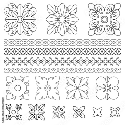 Set of square rosette elements