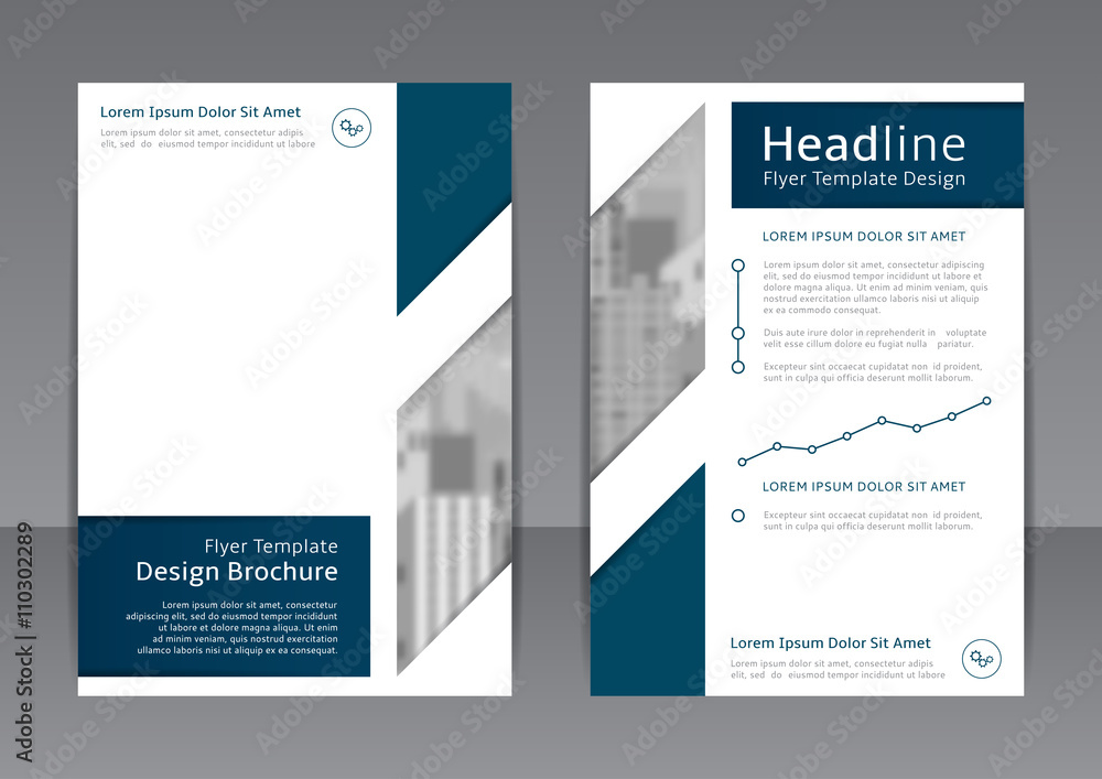 Vector design of the blue and white flyer, cover and report with place for text. Vector template of brochure with place for picture for your business in A4 size.