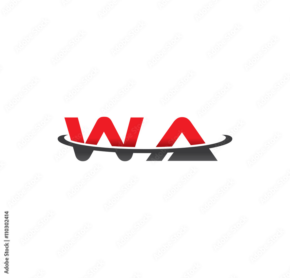 wa alphabet with swoosh grey and red wa alphabet with swoosh grey and red