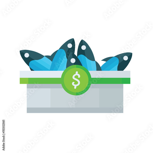 blue fish on tray Vector