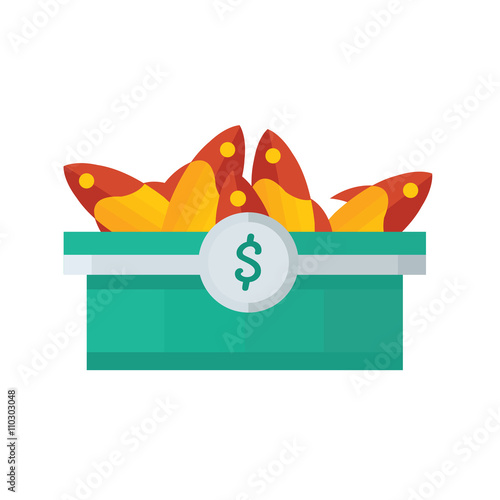 yellow fish on tray Vector