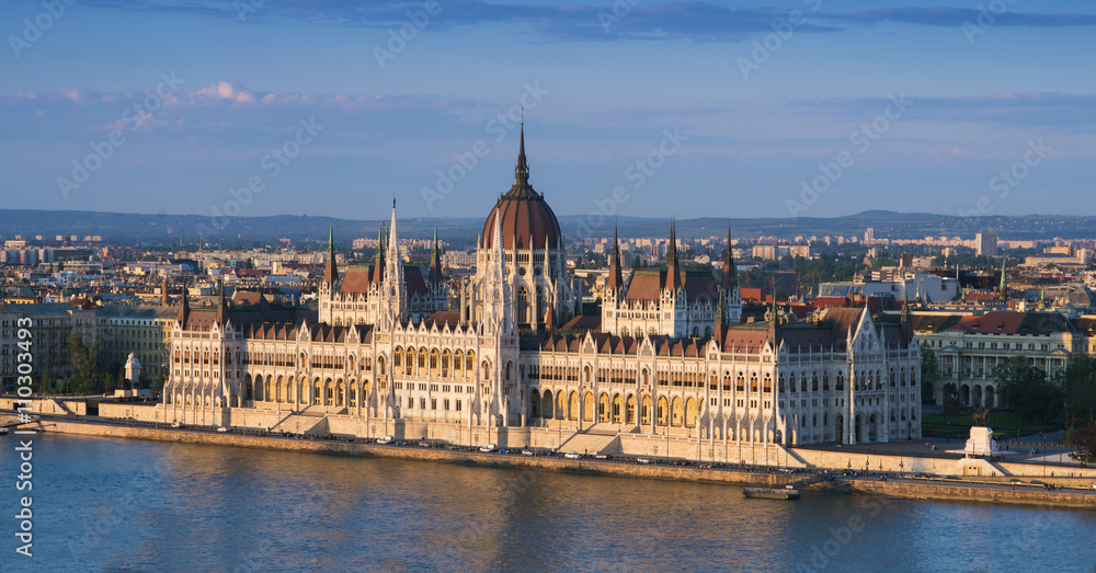 Budapest - Parliament.with reflection in Danube