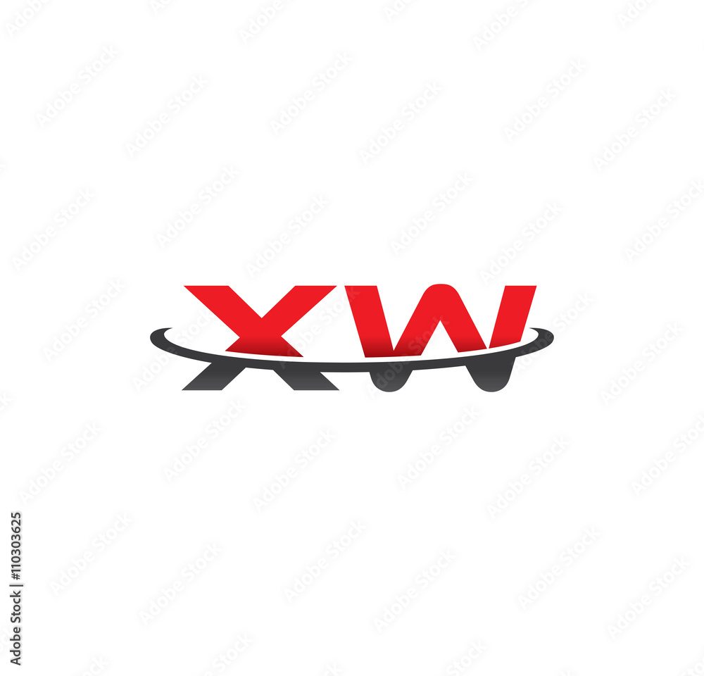 xw alphabet with swoosh grey and red