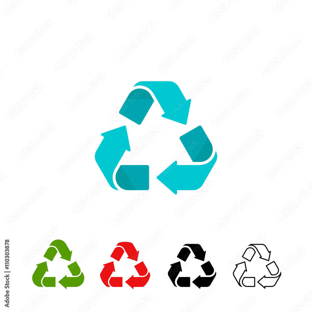Recycling symbols vector set isolated on white background, color recycle signs, colorful recycling icons flat black and white, outline linear design Recycling symbols vector set isolated on white background, color recycle signs, colorful recycling icons flat black and white, outline linear design