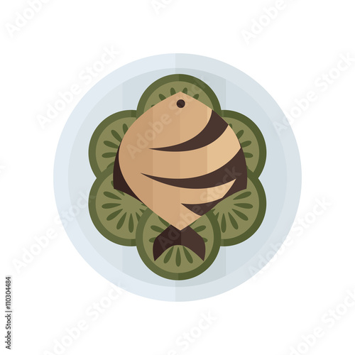 brown fish salad vector design