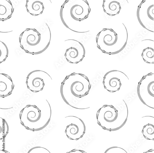 Seamless pattern with abstract spiral on the white background