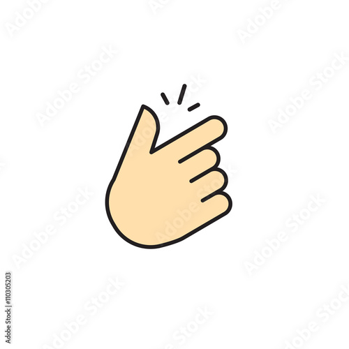 Snap of fingers vector icon isolated on white background. Flat finger snap illustration with snapping sound lines. Snapping fingers cartoon linear outline symbol design