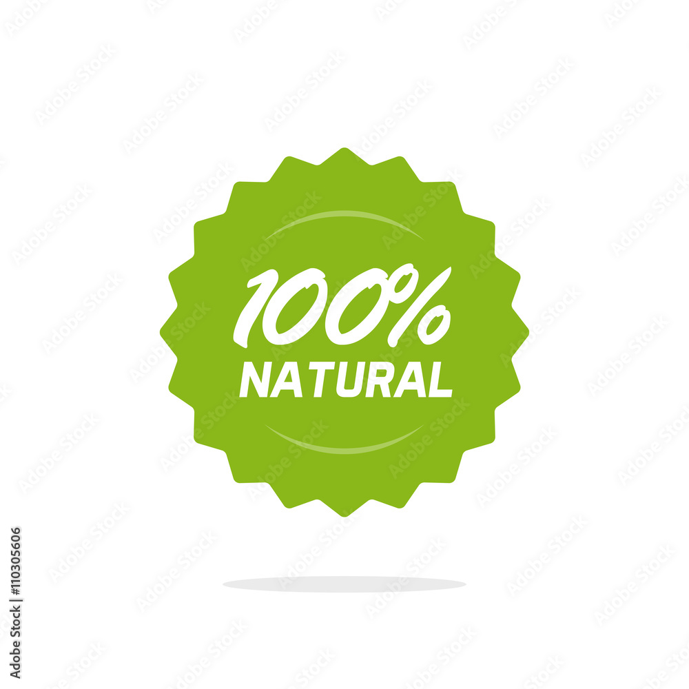 100 percent natural vector green label isolated on white background ...