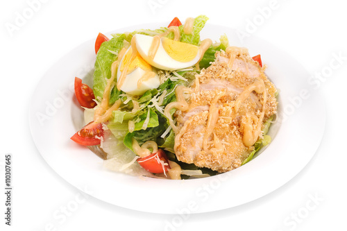 fried chicken breast green salad 