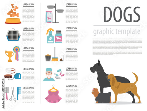 Dog info graphic template. Heatlh care, vet, nutrition, exhibiti photo