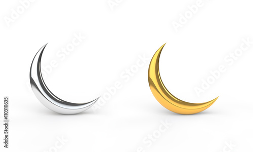 Fotografia 3d rendering of silver and gold crescent