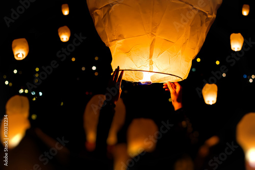 Make A Wish, A chinese lantern with lots more in the background photo