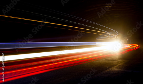 light trails in tunnel
