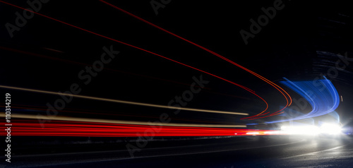 light trails in tunnel