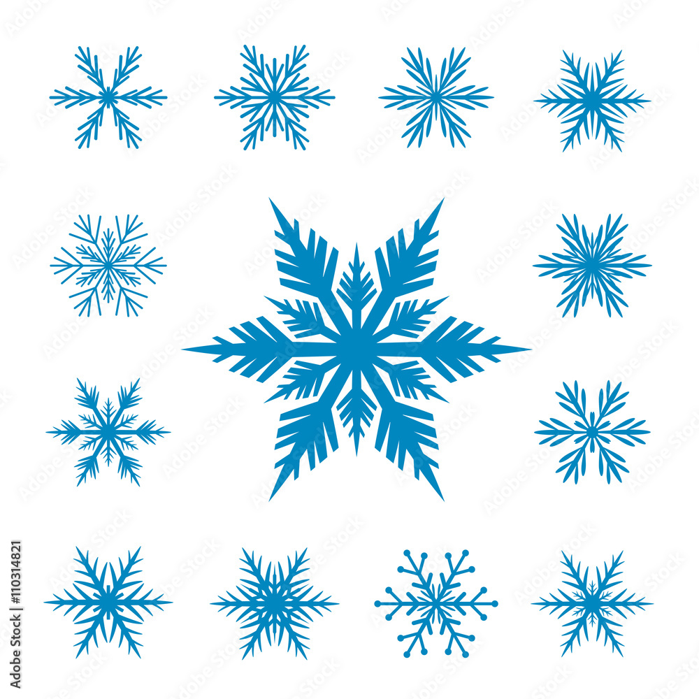 Collection of blue Vector Snowflakes. Collection of blue Vector Snowflakes.