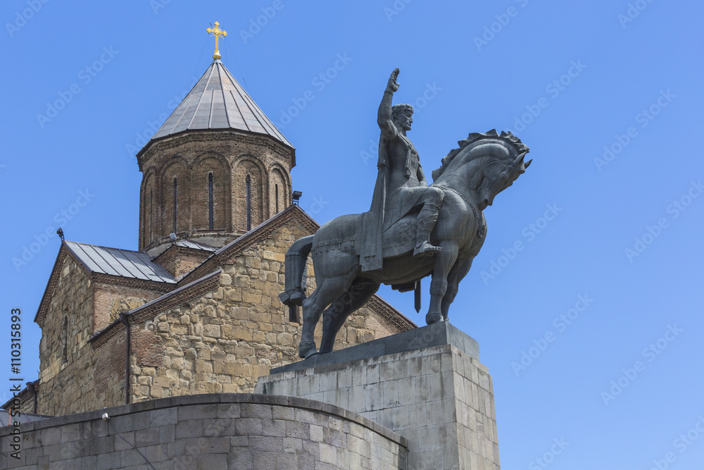 The statue of David the Builder in Tbilisi, Georgia