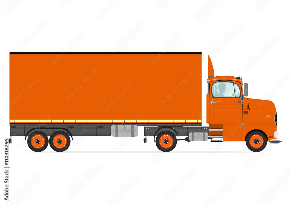 Cartoon orange truck on a white background. Flat vector Stock Vector ...