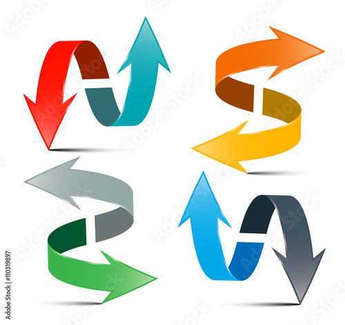 Arrows Set. Vector Double Arrows Isolated on White Background. 3D Logo Arrows Illustration.