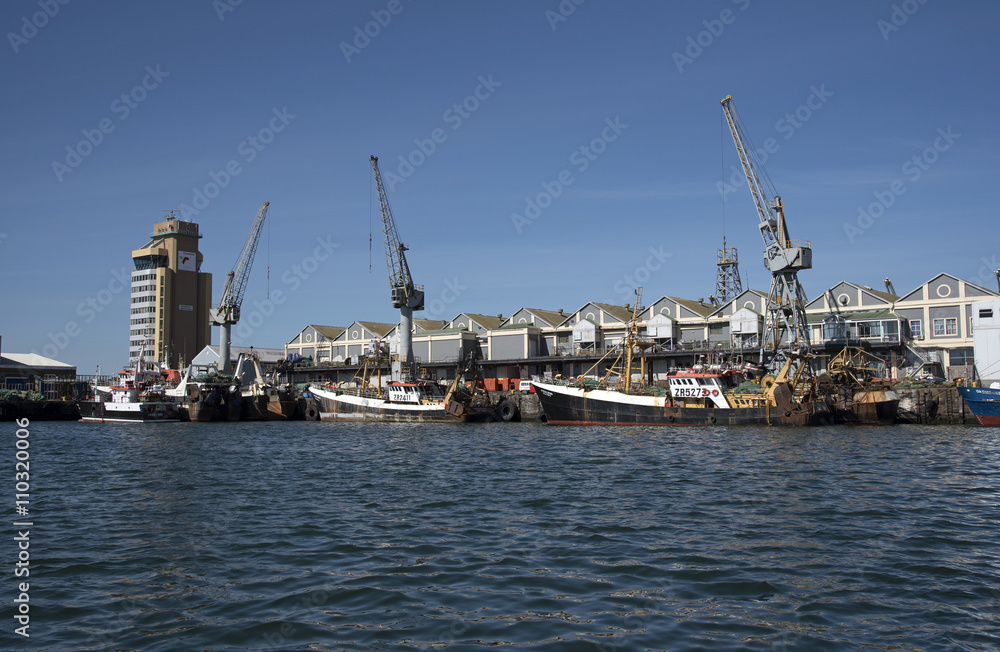 CAPE TOWN SOUTH AFRICA - APRIL 2016 - Fishing fleet vessels alongside in Cape Town harbor Southern Africa
