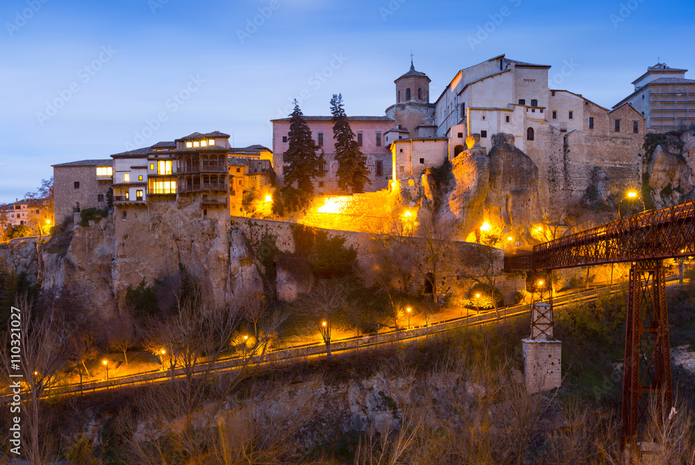 dawn view of   Hanging houses in Cuenca
