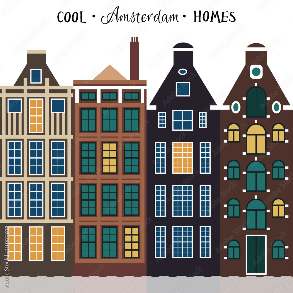 Amsterdam old houses. Architecture of Netherlands.