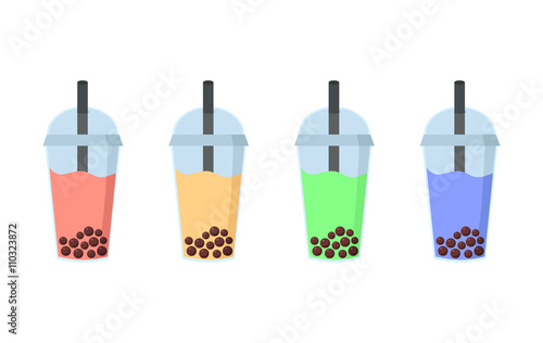 Bubble tea colorful set