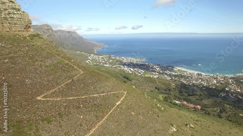 Cape Town city 4K UHD aerial footage of Camps Bay beach. Part 1 of 4
