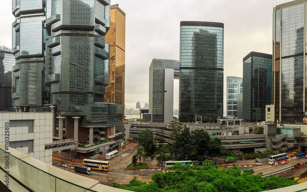 Panorama of Central Hong Kong, Skyscrapers and Financial district, China