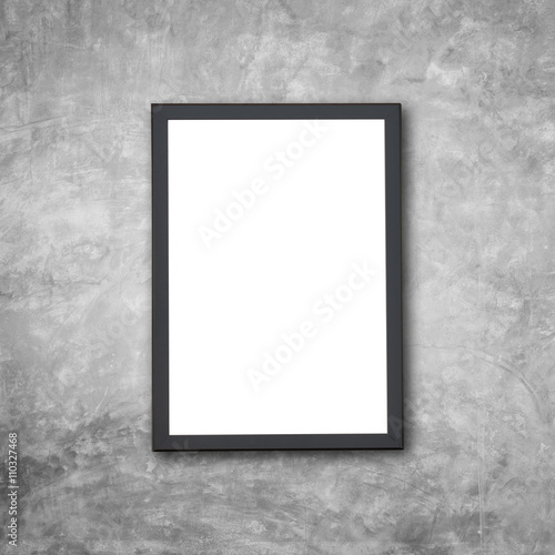 Blank of wooden photo frame on stone wall