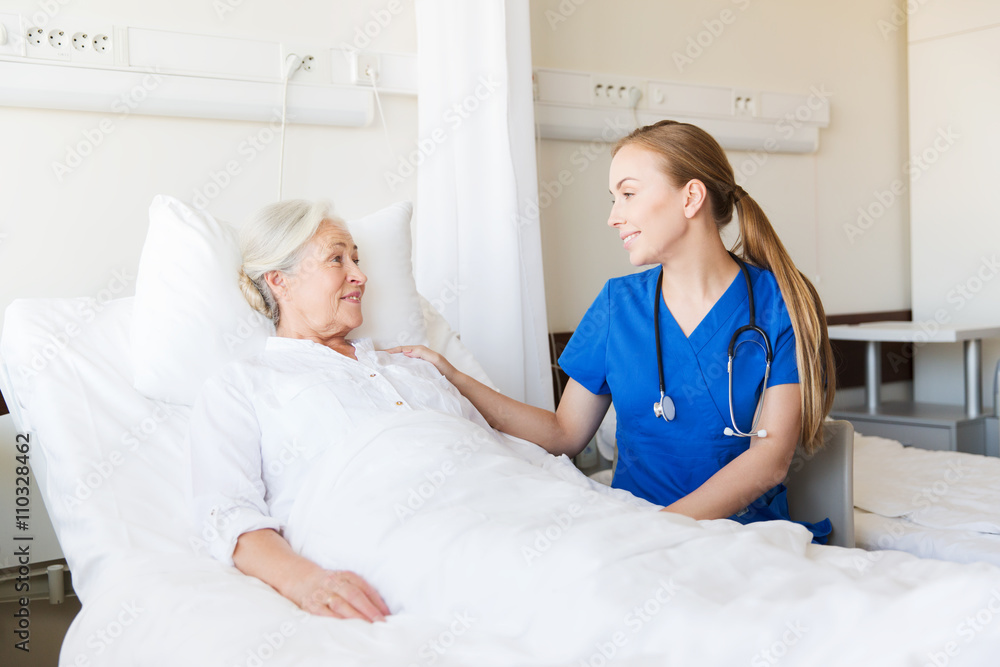 doctor or nurse visiting senior woman at hospital doctor or nurse visiting senior woman at hospital