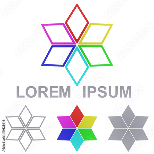 Rainbow star logo vector design set