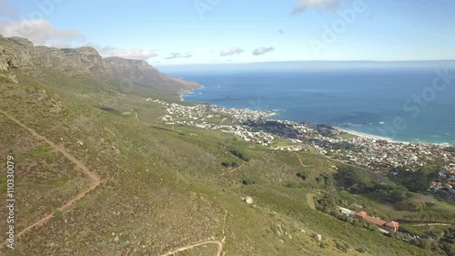 Cape Town city 4K UHD aerial footage of Camps Bay beach. Part 2 of 4