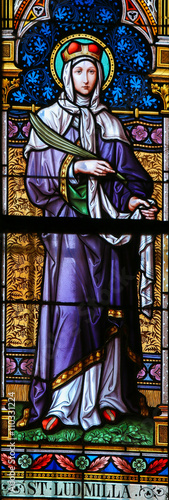 Quadro su tela Saint Ludmila - Stained Glass in Prague Cathedral