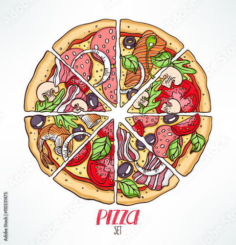 pizza with various stuffing