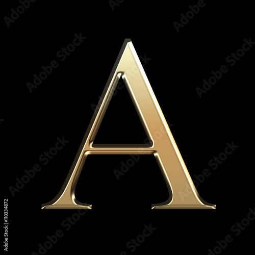 Golden matte letter A, jewellery font collection.