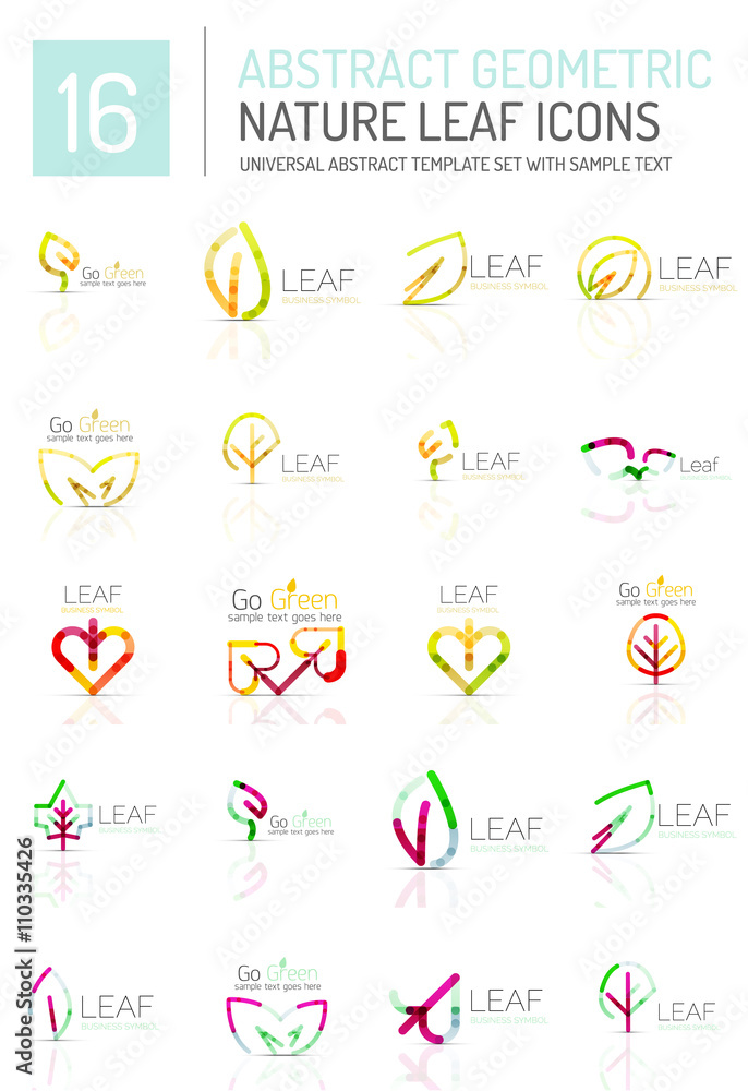 Geometric leaf icon set