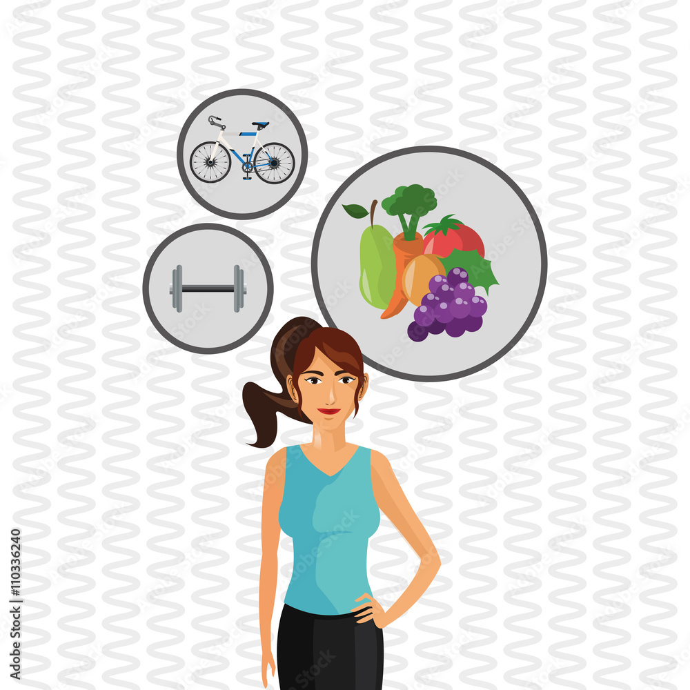 Healthy Lifestyle Cartoon Woman Design Bodybuilding Concept Stock Vector Adobe Stock