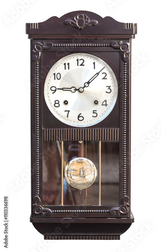 Antique wall clock isolated on white background