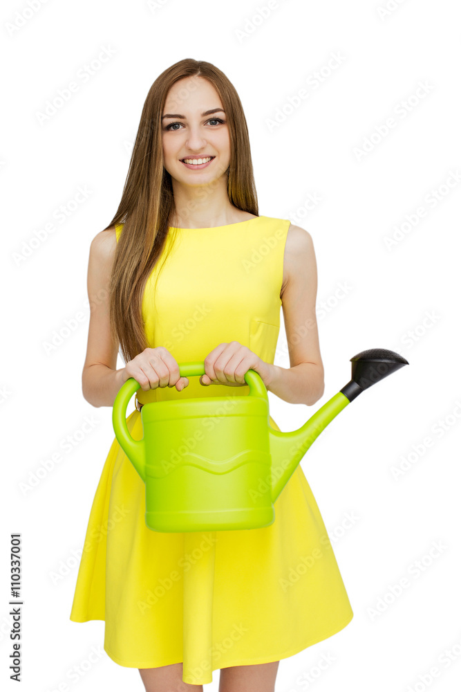 Portrait of beautiful woman in yellow dress Portrait of beautiful woman in yellow dress