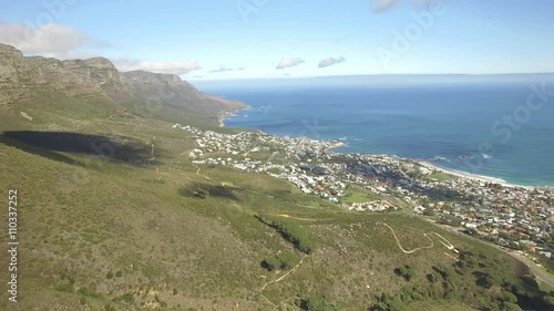 Cape Town city 4K UHD aerial footage of Camps Bay beach. Part 4 of 4