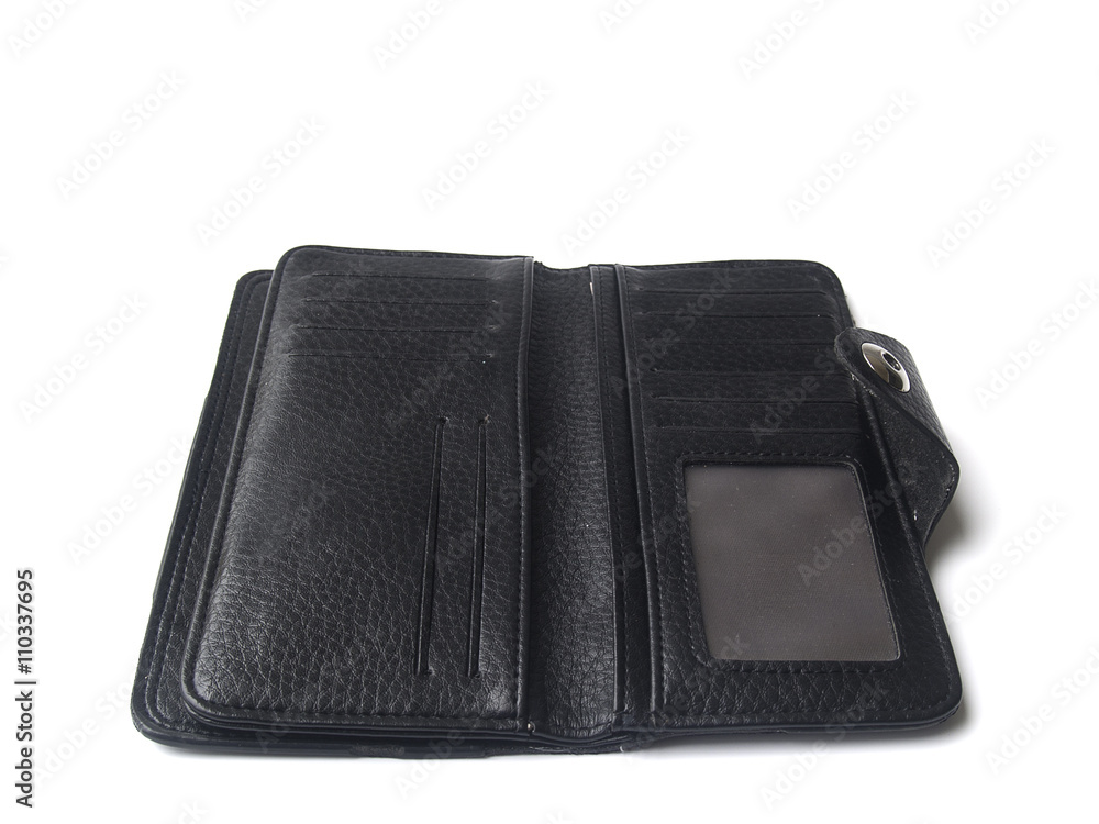 black leather wallet isolated on white background black leather wallet isolated on white background