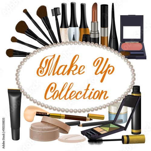 Collection of brown shades cosmetics items